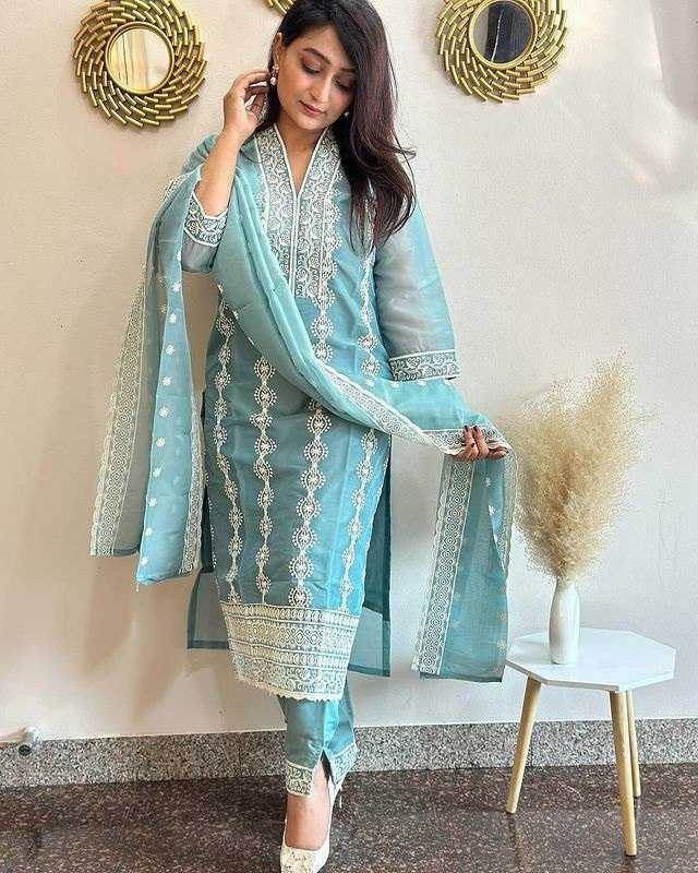 Vichitra Silk Embroidery Party wear suits
